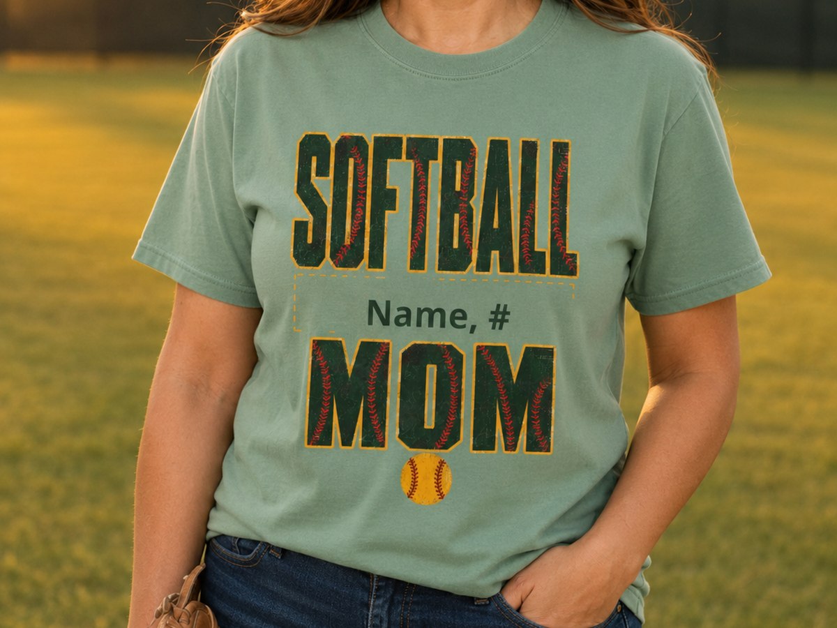 Softball mom shirt with player name and number