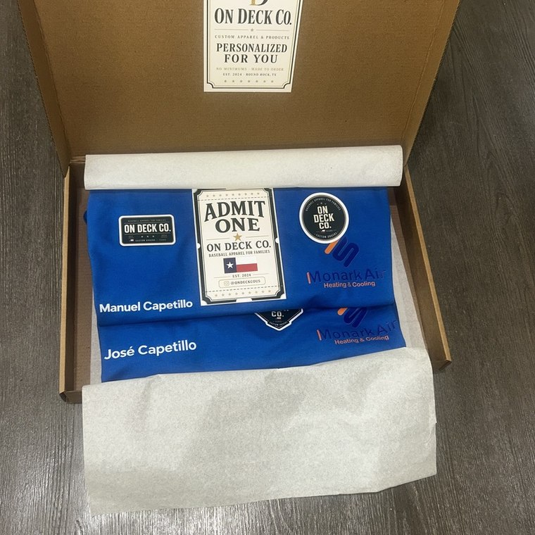 Custom order boxed with personalized admit one tickets and a branded card